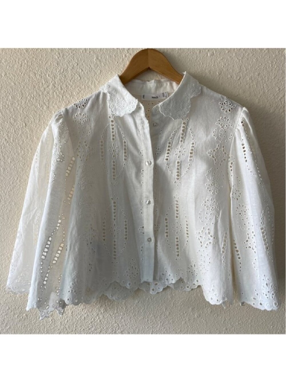 MNG Mango Swiss Embroidery Linen Blouse 2 - Picture 5 of 9